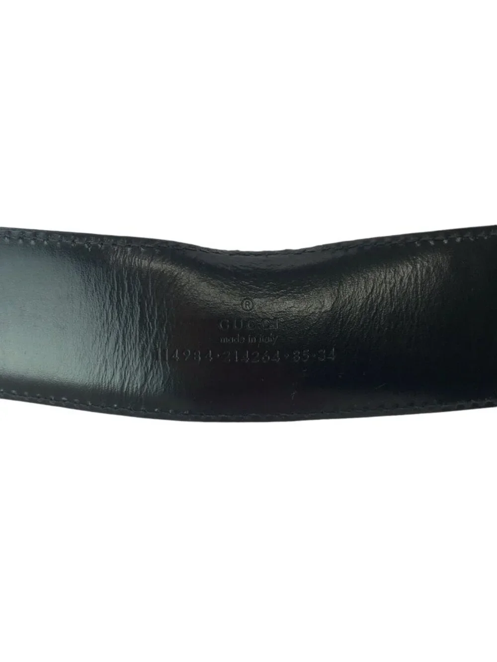 Gucci Guccissima Interlocking 85 Black Silver Leather Belt Buckle